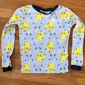 Pokemon Pikachu Boys 10 SOFT Long Sleeve PJ Lounge Pajama Shirt Snug Fit